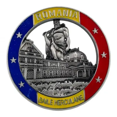 Baile herculane romania, magnet din metal rotund, model 3096h